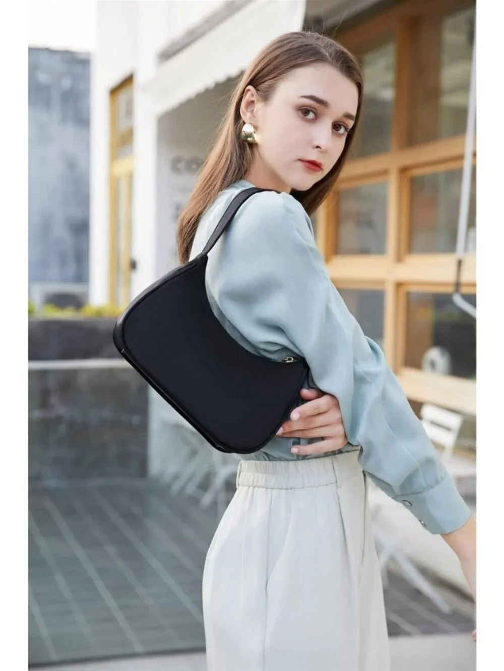 Cute Hobo Tote Shoulder Bag for Women, Mini Clutch Purse with Zipper Closure